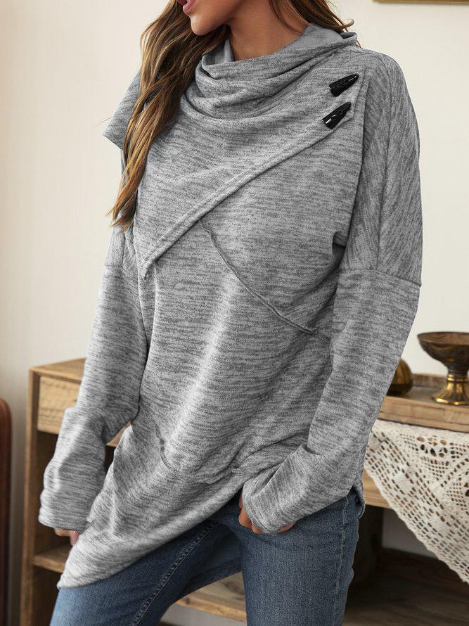 Damenpullover grau, asymmetrisch, Strick, Herbstmode, lässig, warm, modisch, bequem
