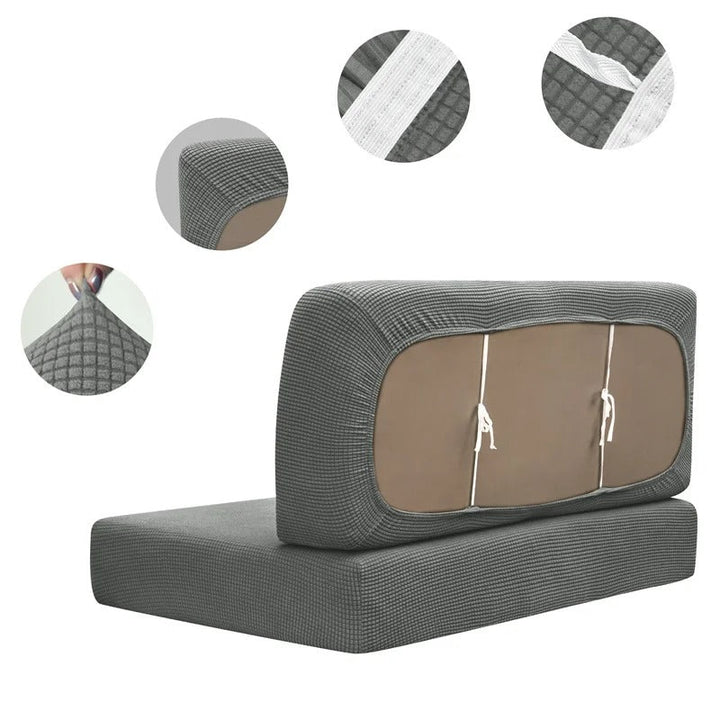 Graues Klappsofa mit abnehmbarem Bezug, ideal für Wohnzimmer, modernes Design, platzsparend.