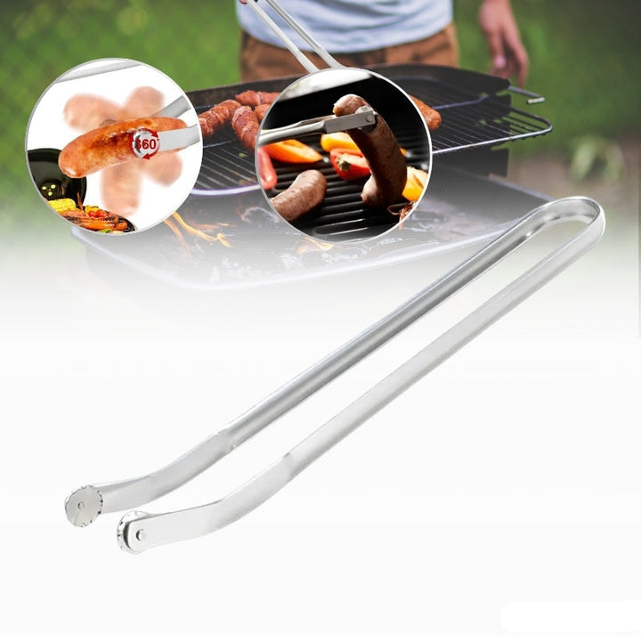 Grillzange aus Edelstahl, ideal für BBQ, langlebig, hitzebeständig, ergonomisches Design.