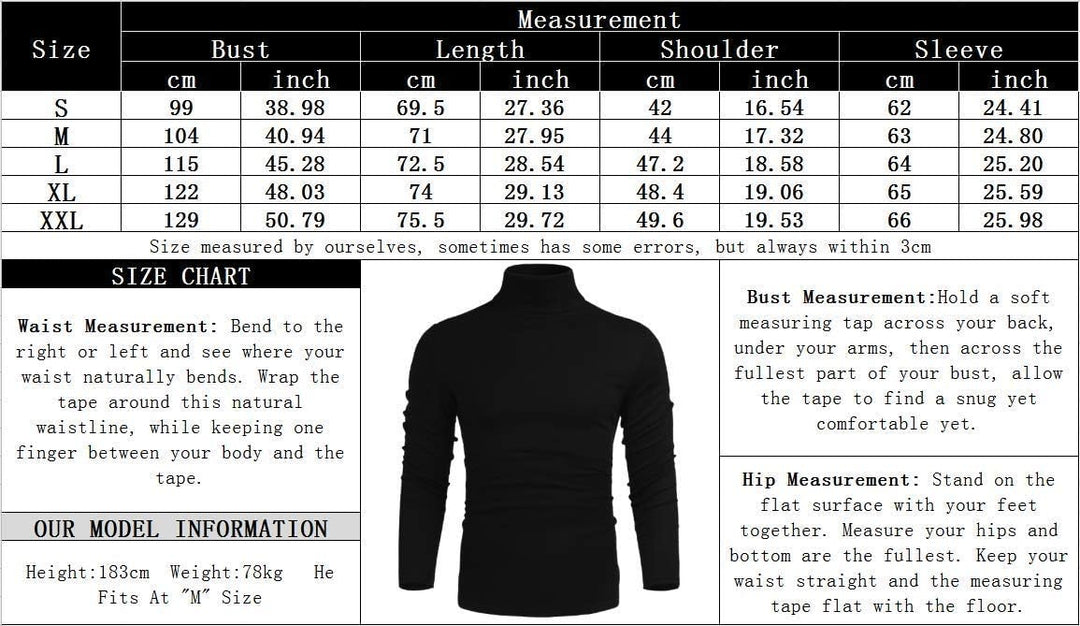Größentabelle für Herrenhemden, Maße in cm und Zoll, Größen S bis XXL, Schwarz-Weiß-Design.
