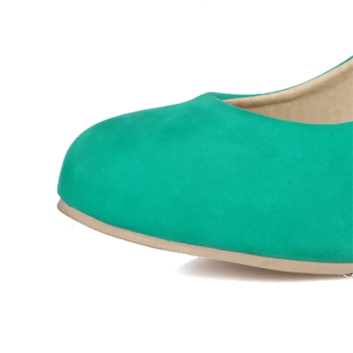 Grüner Damen-Ballerina-Schuh aus Leder, flach, bequem, modisch, ideal für den Alltag.