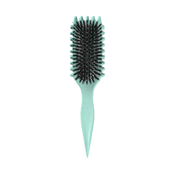 Mintgrüne Haarbürste mit schwarzen Borsten, ergonomischer Griff, ideal zum Entwirren.