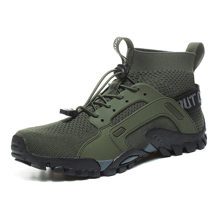 Grüner Outdoor-Sneaker, atmungsaktiv, rutschfest, für Herren, Wanderschuh, robustes Design.