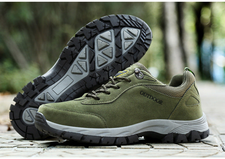 Grüner Outdoor-Wanderschuh, rutschfeste Sohle, atmungsaktiv, robust, Herren-Sportschuh.