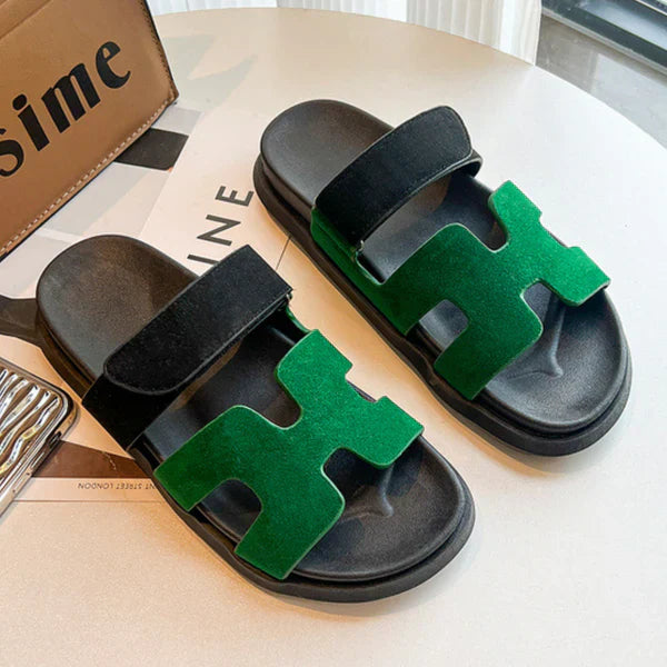 Schwarze und grüne Sandalen, Herren, rutschfest, bequem, modisch, Sommer, Freizeit.