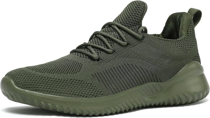 Olivgrüner Sneaker aus Mesh, atmungsaktiv, rutschfeste Sohle, ideal für Sport und Freizeit.