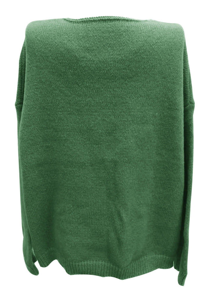 Grüner Strickpullover aus Baumwolle, Unisex, modisch, bequem, Herbstmode, langärmelig.