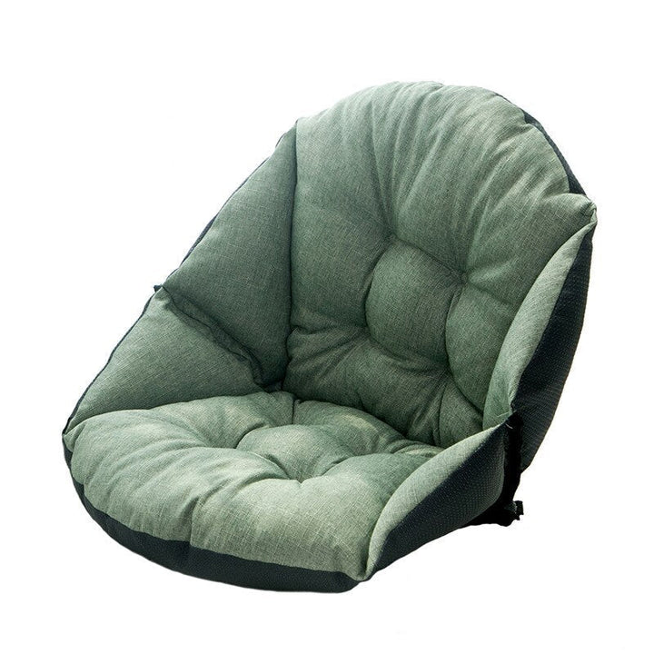 Grüner Klappsessel, gepolstert, verstellbar, ideal für Wohnzimmer oder Büro.