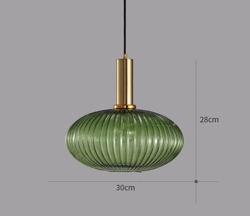 Grüne Glas-Hängelampe, dänisches Design, 30cm, modernes Interieur, Beleuchtung.