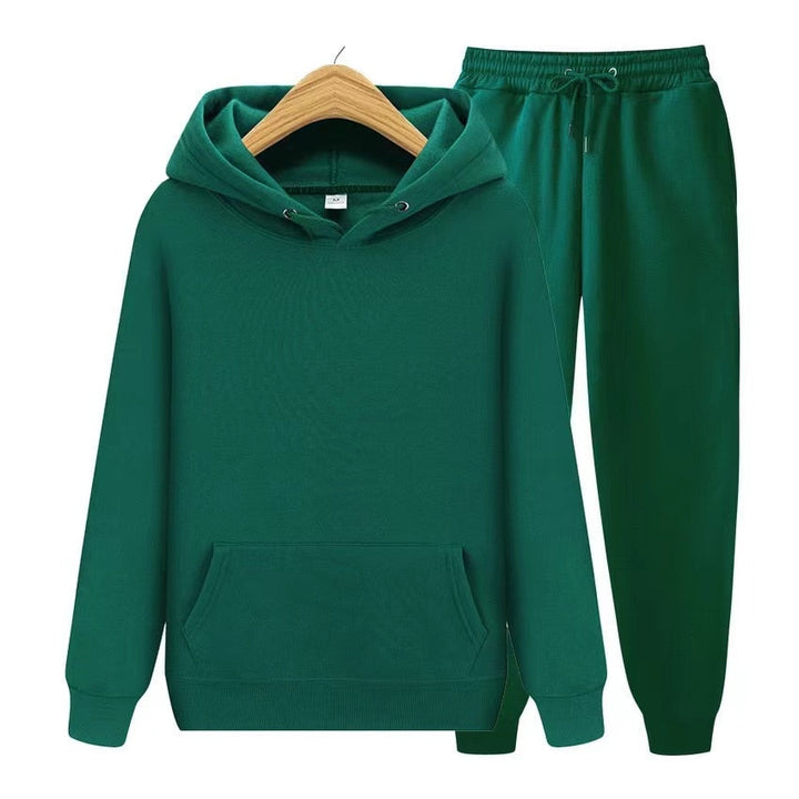 Grüner Kapuzenpullover und Jogginghose Set, Unisex, Baumwolle, bequem, Freizeitkleidung.