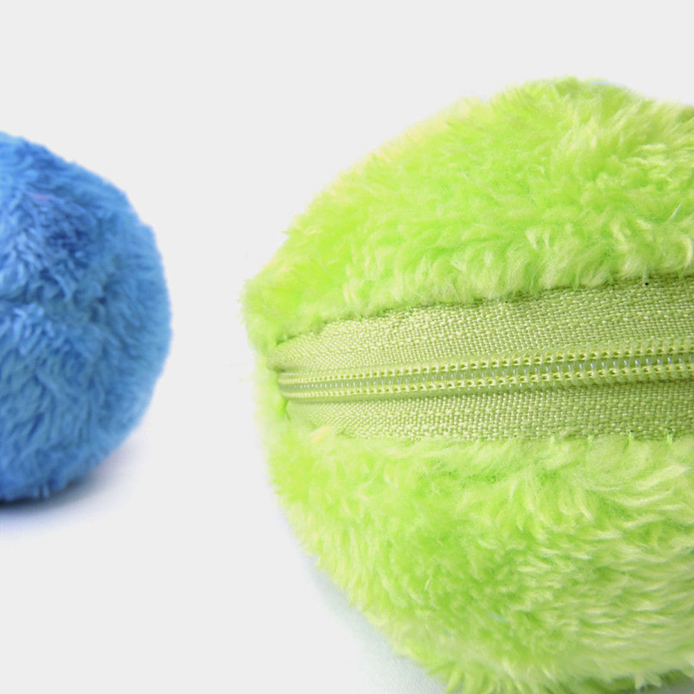 Grüner Plüschball mit Reißverschluss, weiches Spielzeug, Kinder, Geschenk, flauschig, rund.