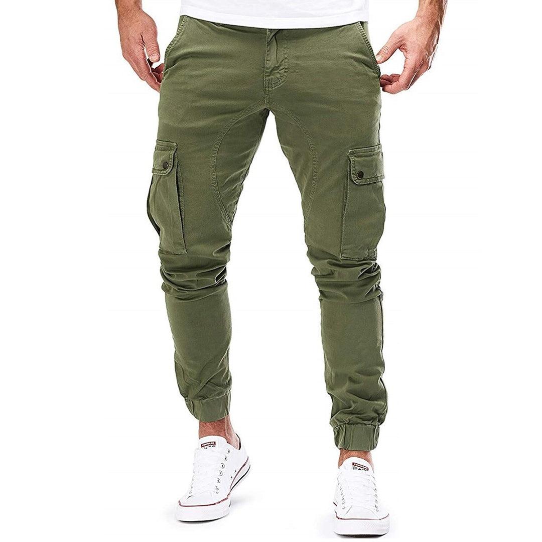 Grüne Herren-Cargohose, Baumwolle, Taschen, sportlich, modisch, bequem, Freizeitkleidung.
