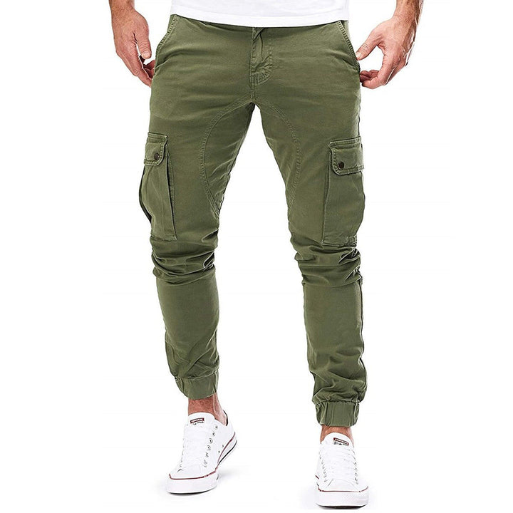 Grüne Herren-Cargohose, Baumwolle, Taschen, sportlich, modisch, bequem, Freizeitkleidung.