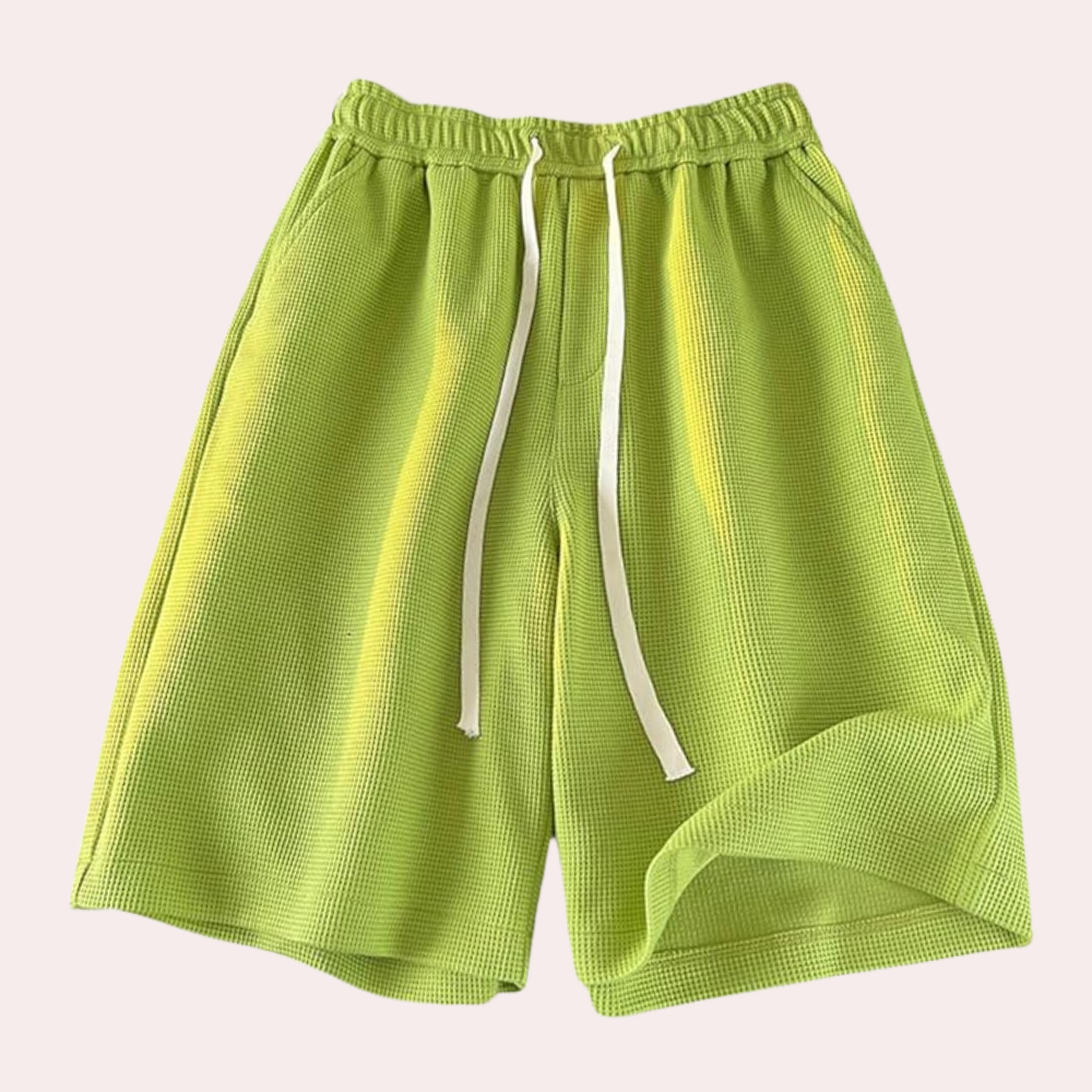 Grüne Herren-Shorts aus Baumwolle mit Kordelzug, lässig, bequem, Sommermode.