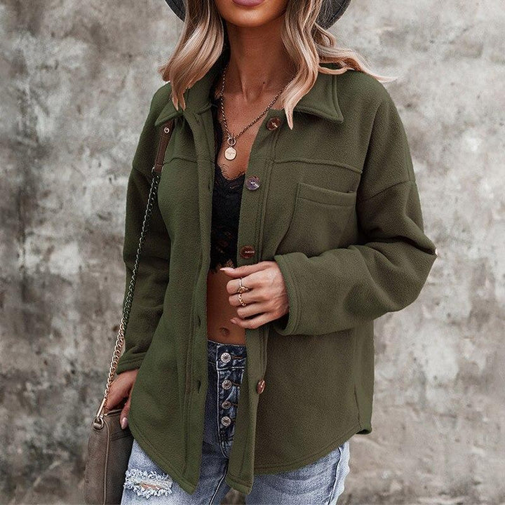 Damen Oversize Herbstjacke, olivgrün, Knopfleiste, lässig, bequem, modisch, Streetwear.