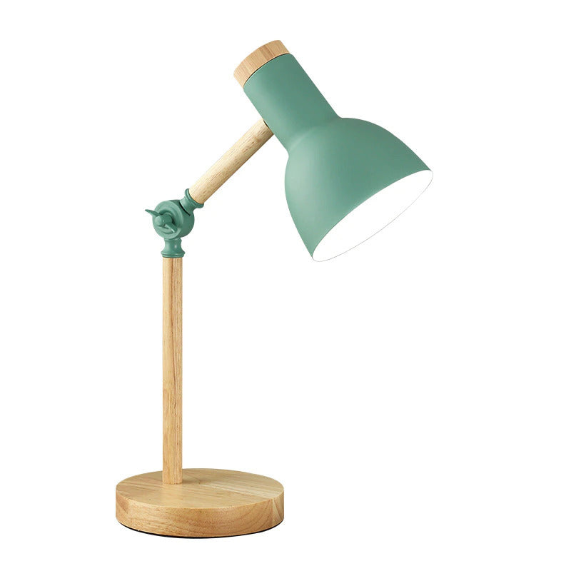 Grüne Tischlampe aus Holz, verstellbar, skandinavisches Design, moderne Beleuchtung.