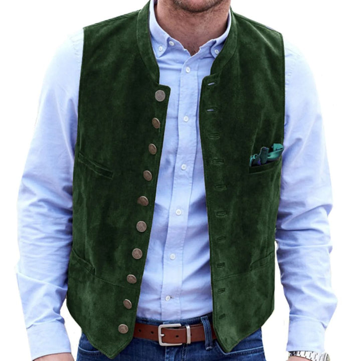 Grüne Herrenweste aus Wildleder, traditionell, mit Knöpfen, ideal für Trachtenmode.