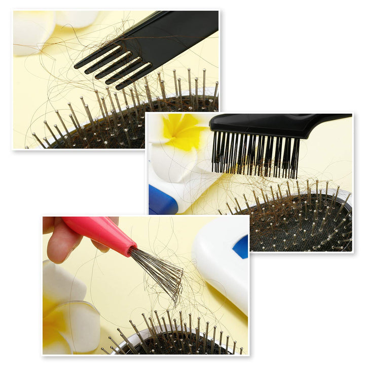 Haarbürstenreiniger Set, schwarz und pink, entfernt Haare von Bürsten, Kunststoffmaterial.