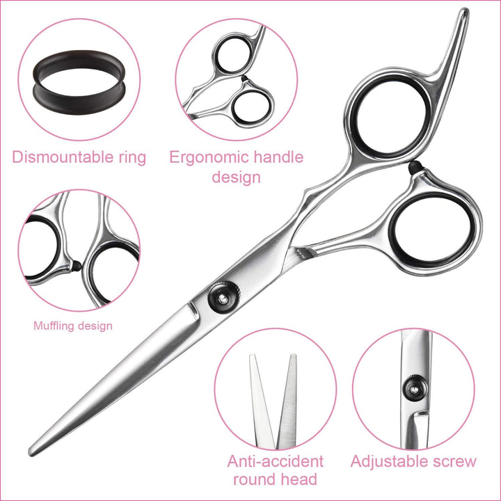 Professionelle Friseurschere aus Edelstahl, ergonomisches Design, verstellbare Schraube.