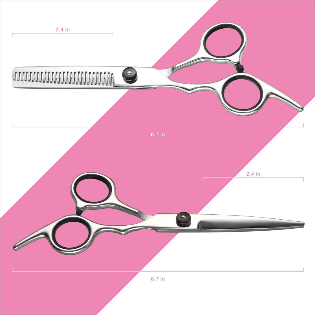 Friseurschere Set, Edelstahl, silber, ergonomisch, Haarschneideschere und Effilierschere.