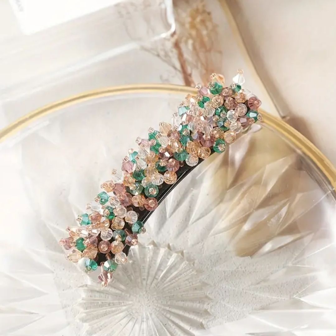 Haarspange mit bunten Kristallen, elegant, modisch, Accessoire für Damen, Haarschmuck.