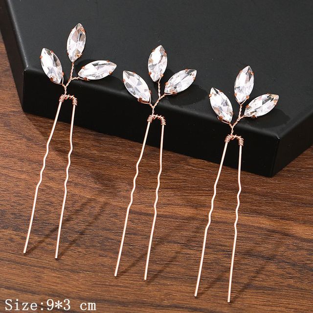Haarspangen mit Perlen und Strass, Blumen-Design, Hochzeit, Damen Haarschmuck, 9x3 cm.