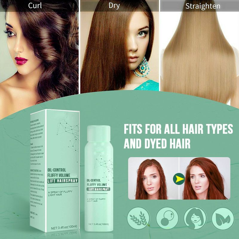 Grünes Haarspray für Volumen, geeignet für alle Haartypen, 100ml Flasche, Öl-Kontrolle.
