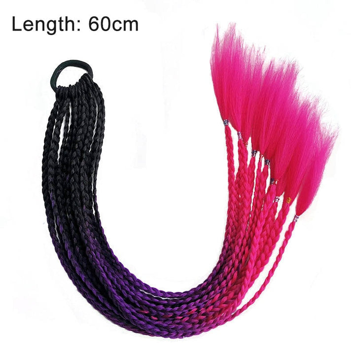 Schwarze und pinke Ombre-Zopfverlängerungen, 60 cm, synthetisches Haar, modisch.