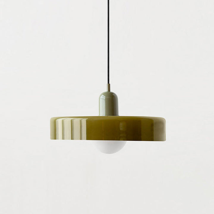 Grüne Pendelleuchte aus Keramik, modernes Design, minimalistisch, Wohnzimmerbeleuchtung.