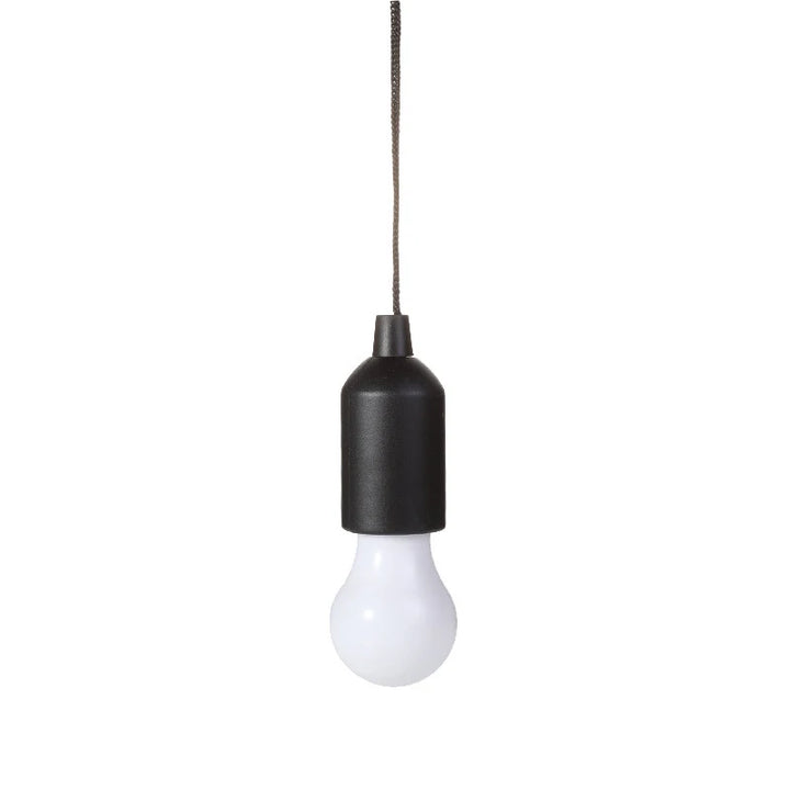 Schwarze Hängelampe mit weißer Glühbirne, modernes Design, energiesparend, Innenbeleuchtung.