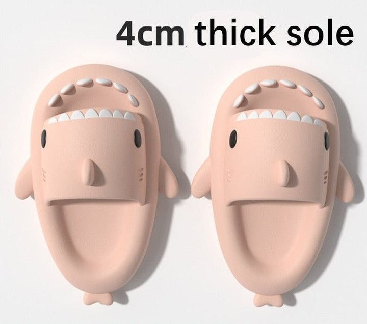Niedliche Hai-Hausschuhe, rosa, 4 cm dicke Sohle, rutschfest, bequem, Unisex.