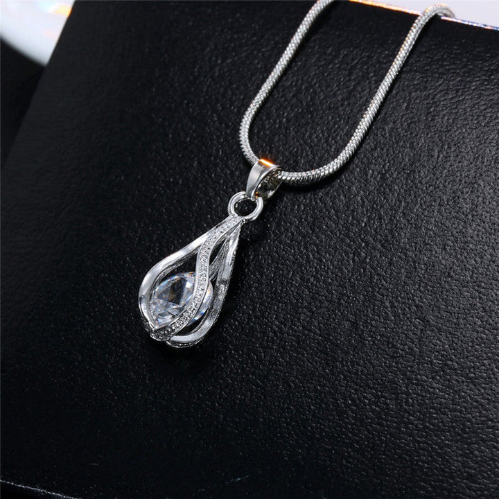 Silberne Halskette mit Zirkonia-Anhänger, eleganter Schmuck für Damen, Hochzeit, Geschenk.