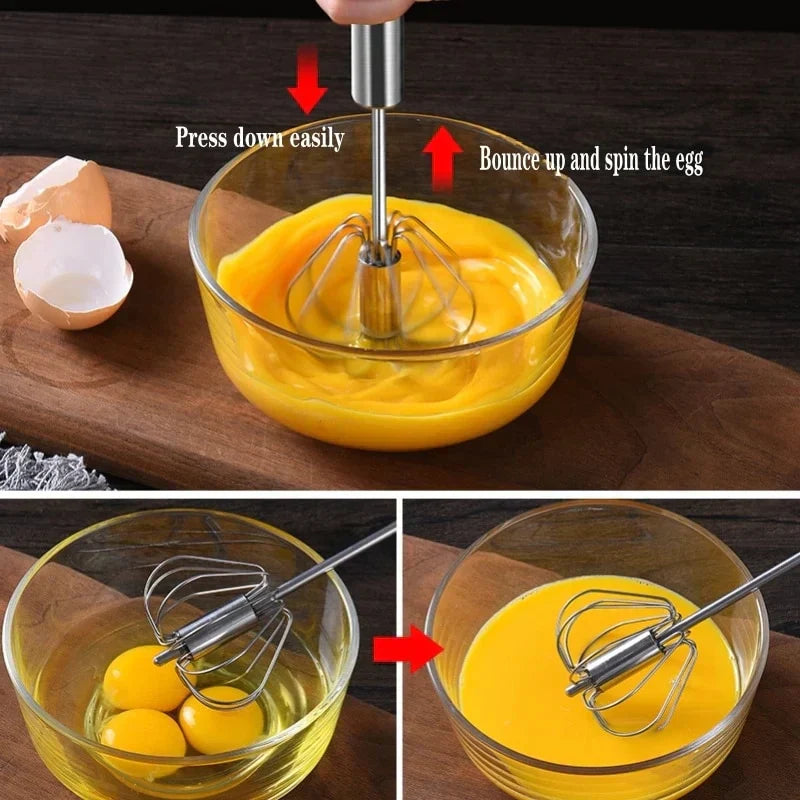 Handmixer aus Edelstahl, halbautomatisch, für Eier, manuell, Küchenzubehör, Rührgerät.