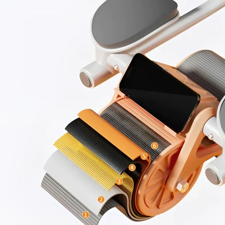 Smartphone-Halterung mit mehrfarbigen Textilrollen, modernem Design, ideal für Büro und Zuhause.