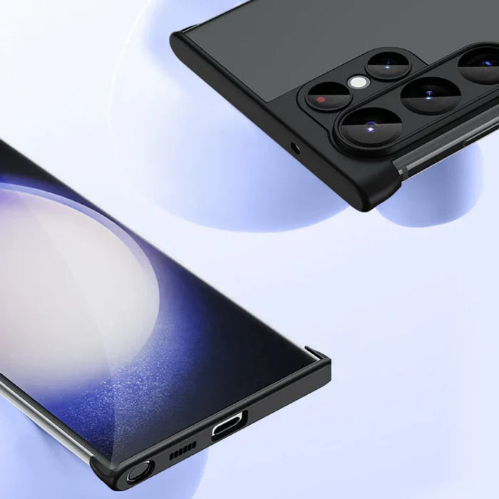 Schwarzes Smartphone mit Kameraobjektiven, modernes Design, Technologie, Nahaufnahme.