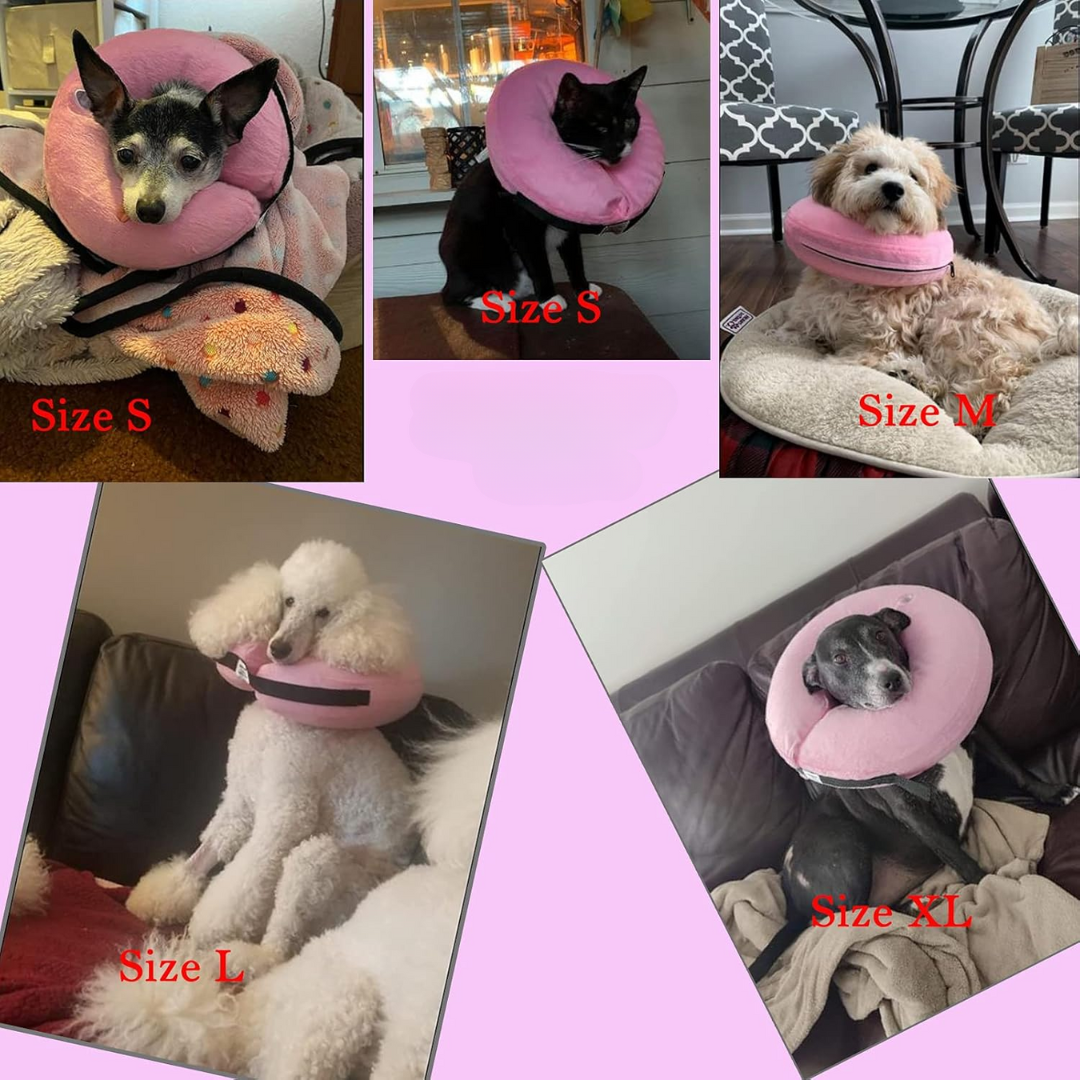 Haustier-Kragen in Rosa, verschiedene Größen, für Hunde und Katzen, bequem und schützend.