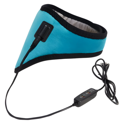 Elektrische Nackenheizkissen, blau, mit Kabel und Steuerung, für Schmerzlinderung.