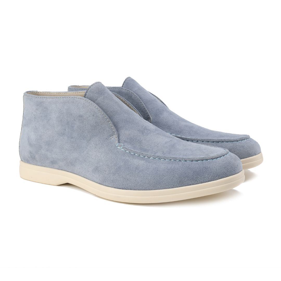 Hellblaue Wildlederstiefel für Herren, bequeme Freizeitschuhe, rutschfeste Sohle.