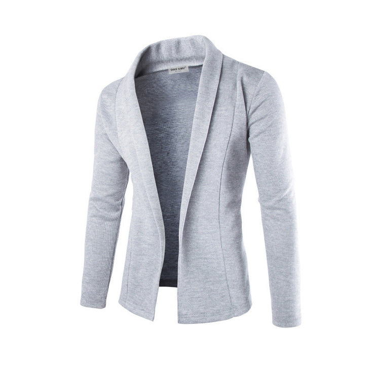 Grauer Herren-Cardigan, Baumwolle, modisch, lässig, hochwertig, einfarbig, Business-Stil.