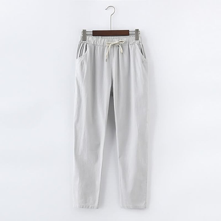 Graue Herren-Chinohose aus Baumwolle mit Kordelzug, lässig, bequem, modisch.