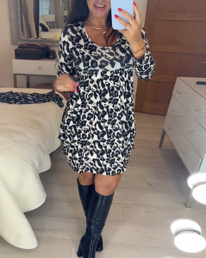 Podzimní šaty s potiskem leopardího vzoru – Leona