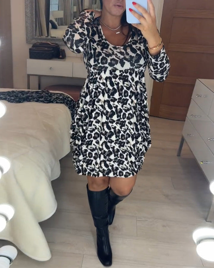 Podzimní šaty s potiskem leopardího vzoru – Leona