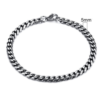 Silbernes Edelstahl-Armband, 5mm, kubanische Gliederkette, Herren-Schmuck, modisch.