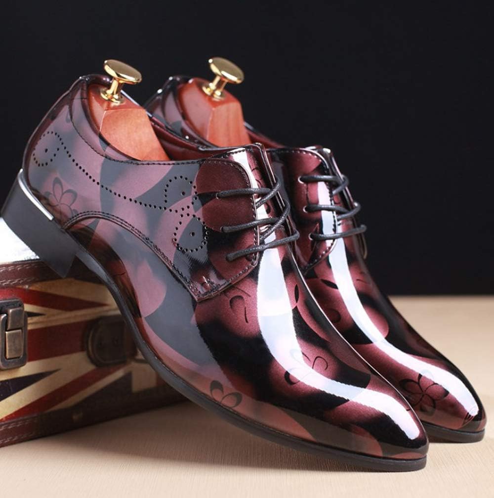Herren Lackleder Schuhe, rot-schwarz, Blumenmuster, formell, Schnürung, elegant.