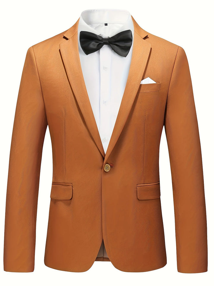 Herren Anzugjacke, braun, mit schwarzer Fliege und weißem Hemd, elegant, formell.