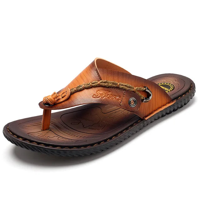 Braune Herren-Sandalen, Sommer, Outdoor, Strand, handgefertigt, Clip-Toe, Größe 38-47.