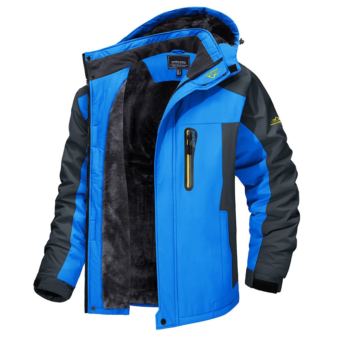 Wasserdichte Herren-Skijacke, blau, winddicht, ideal für Wandern und Snowboarden.