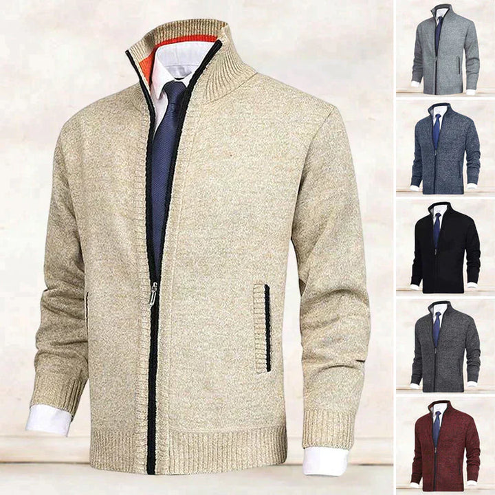 Herren Strickjacke mit Reißverschluss, beige, verschiedene Farben, elegant, modisch, warm.