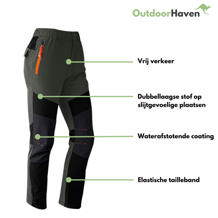 Damen Outdoorhose, wasserdicht, elastischer Bund, doppellagig, schwarz-grau, für Wandern.
