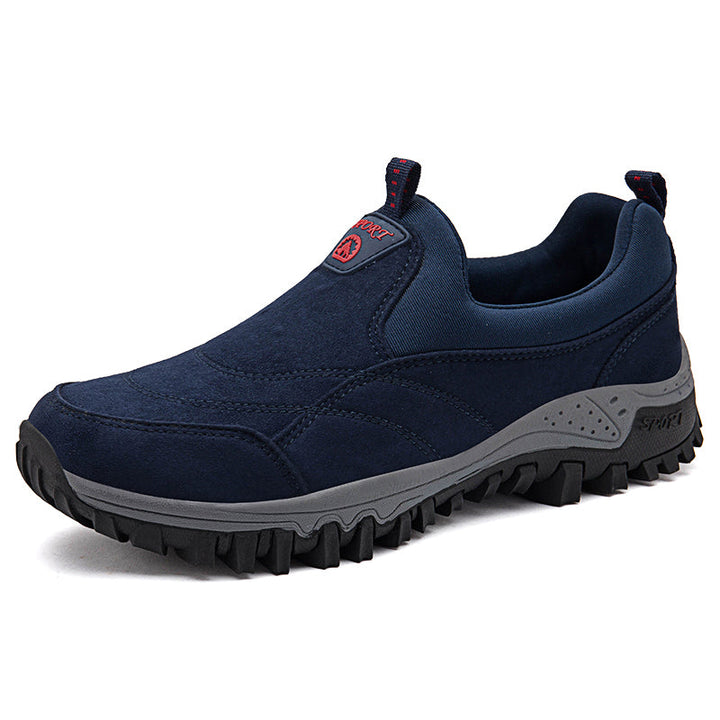 Dunkelblauer Wanderschuh, rutschfeste Sohle, Outdoor, Herren, bequem, atmungsaktiv.